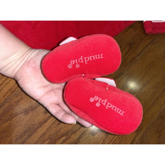 Mud Pie Red Corduroy Christmas Valentines Bubble 6-9 Months With Shoes - Picture 4 of 4
